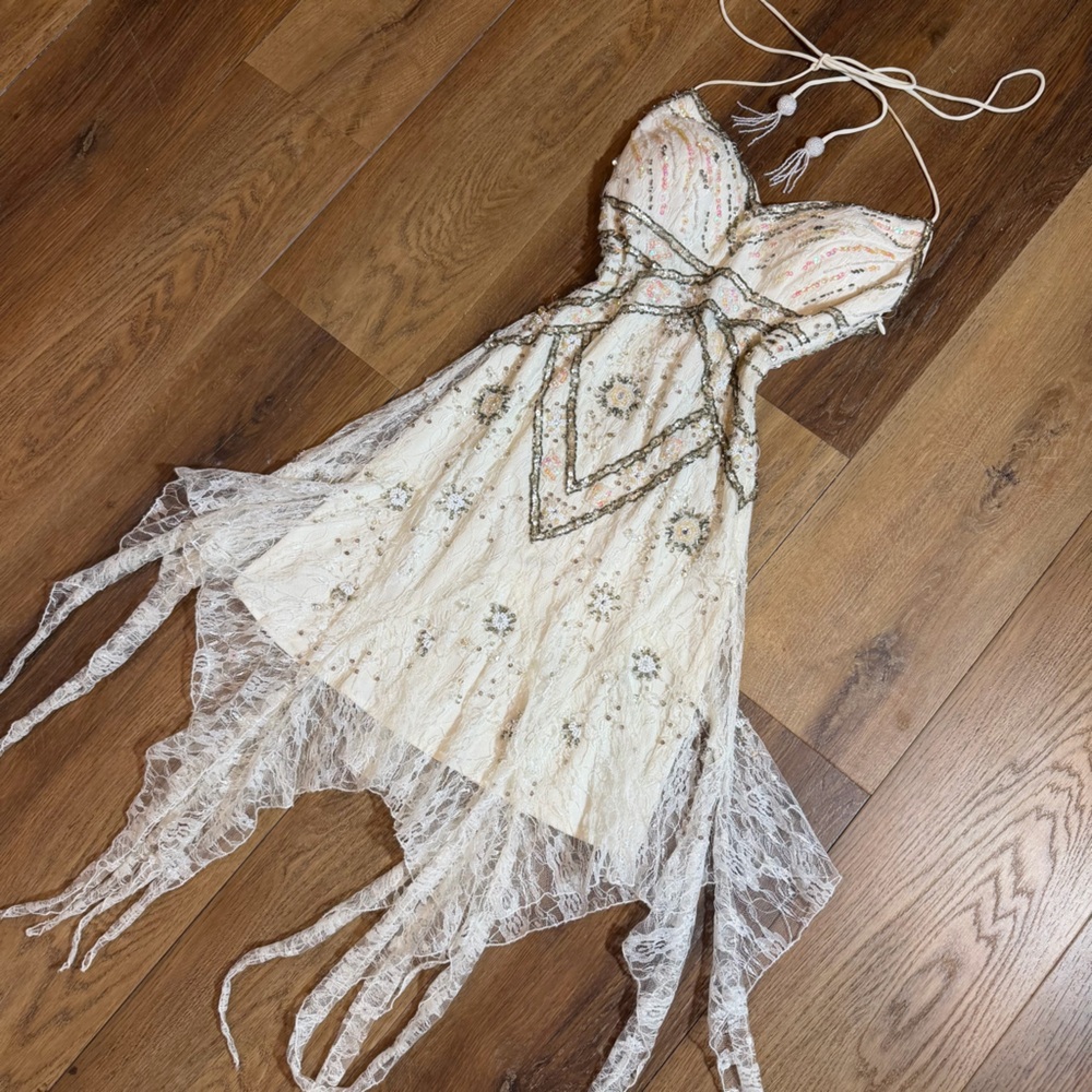 Vintage Y2K Beaded Dress Vintage Beaded Dress Fairy Hem Sue Wong